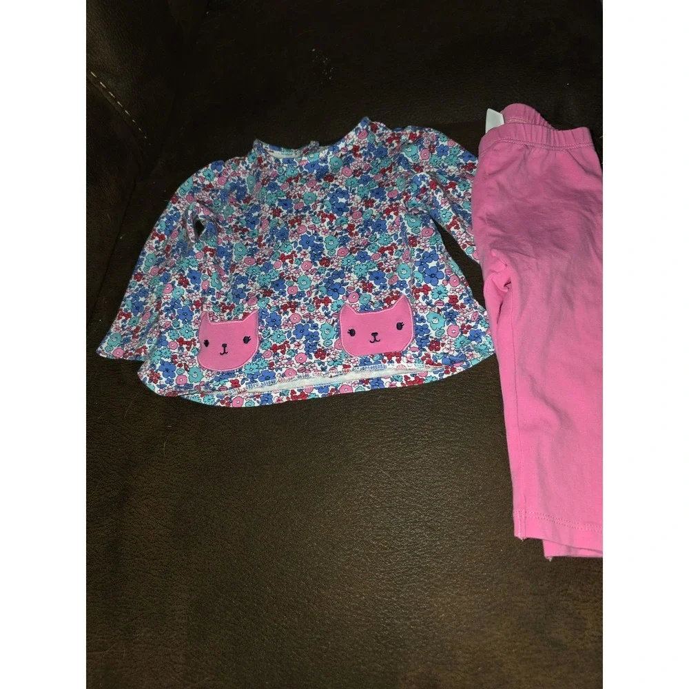 Gymboree layette line purrfect prep cat outfit top and leggings size 6 12 months